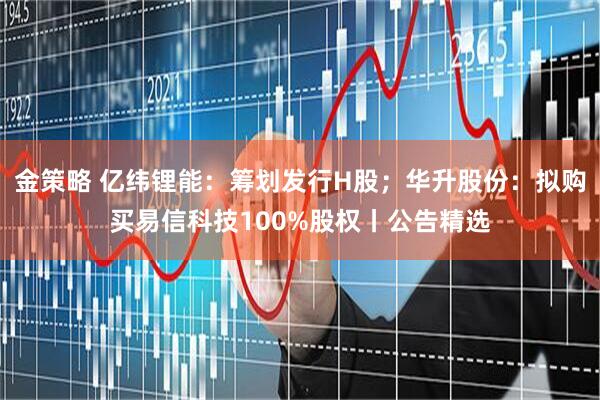 金策略 亿纬锂能：筹划发行H股；华升股份：拟购买易信科技100%股权丨公告精选